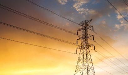 Green,Energy,Concept,,Electricity,Station,,Electricity,Plant,Landscape,Over,Sunset.